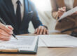 lawyer lawsuit notary consultation or discussing negotiation legal case with document contract women entrepreneurs in the office.